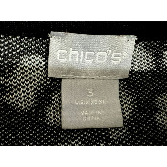 Chicos Womens Black & White Leopard Print Sweater 3 XL Pullover Rayon/Polyester - Picture 5 of 7